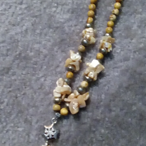 Genuine Picture Jasper Beaded W/ Mother of Pearl Bone Horse Necklace - Picture 3 of 7